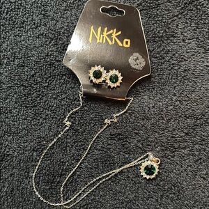 Nikko Green and Silver Jewelry Set